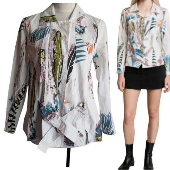 Marni Abstract Patterned Belted Shirt Jacket S - Picture 1 of 12